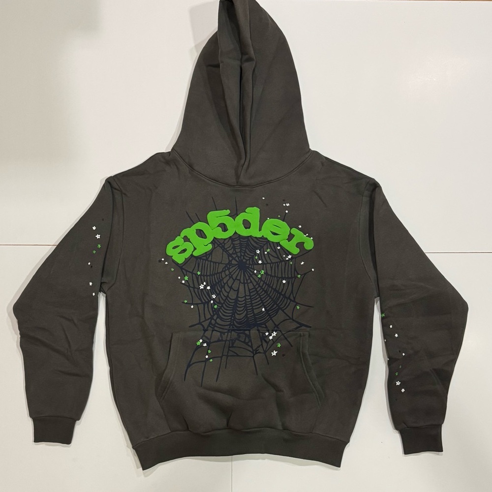 Grey & Green Spider Hoodie Size Small